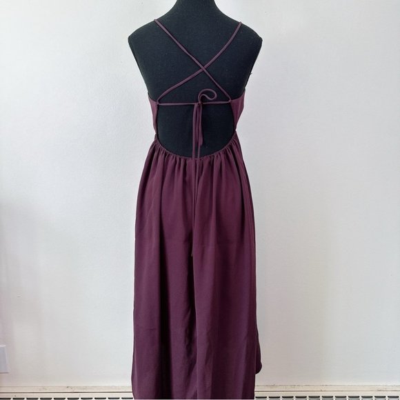 Aritzia Wilfred  Cami Midi Criss Cross Tie Burgundy Dress - Picture 13 of 13